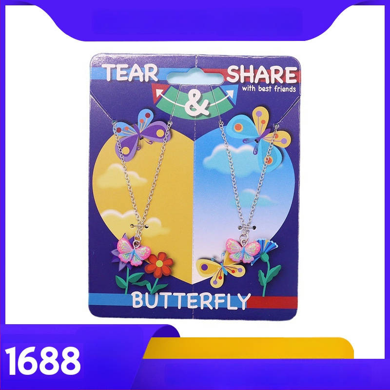 Vaikų drugelių kaklo papuošalas – plastmasė/derva, Drugelio dizainas, Dviejų dalių rinkinys, Tinka 6–10 metų ir 10+ metų vaikams