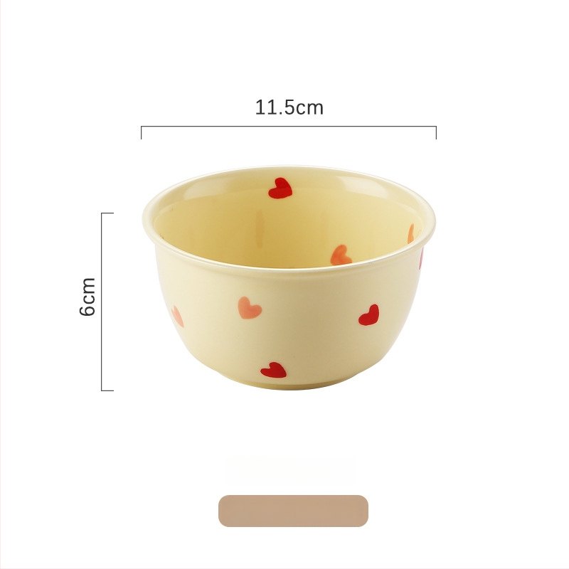 Set de boluri din porțelan cu model Love, culoare sub glazură, formă neregulată, compatibil cu microunde, stil modern minimalist