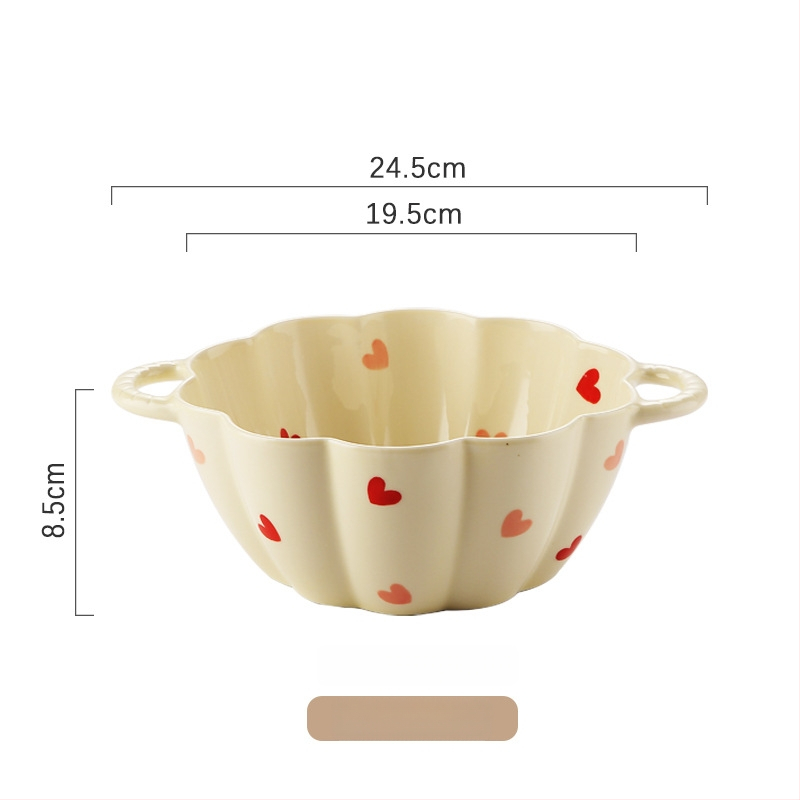 Set de boluri din porțelan cu model Love, culoare sub glazură, formă neregulată, compatibil cu microunde, stil modern minimalist