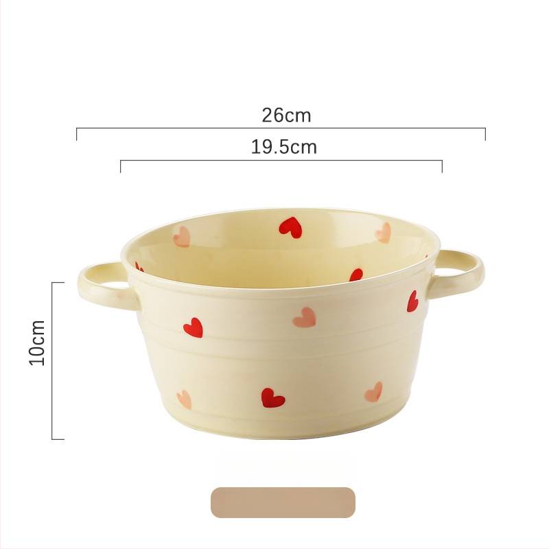 Set de boluri din porțelan cu model Love, culoare sub glazură, formă neregulată, compatibil cu microunde, stil modern minimalist