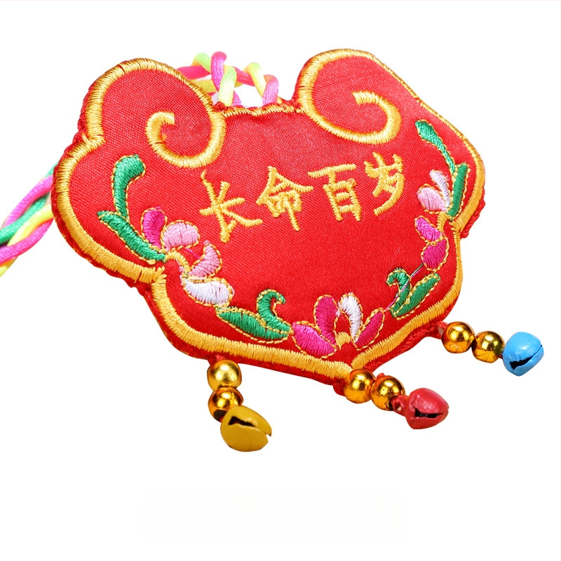 Vaikų kaklo papuošalas su ilgaamžiškumo pakabuku, iš audinio, kinų liaudies įkvėptas vaikams, širdies motyvas, atskiras įpakavimas, vasaros 2021 leidimas