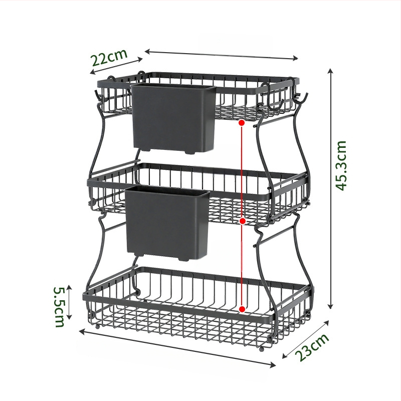 Vasból készült több rétegű gyümölcs- és snacktároló kosár leválasztható rekeszekkel, irodához, nappaliba és fürdőszobába