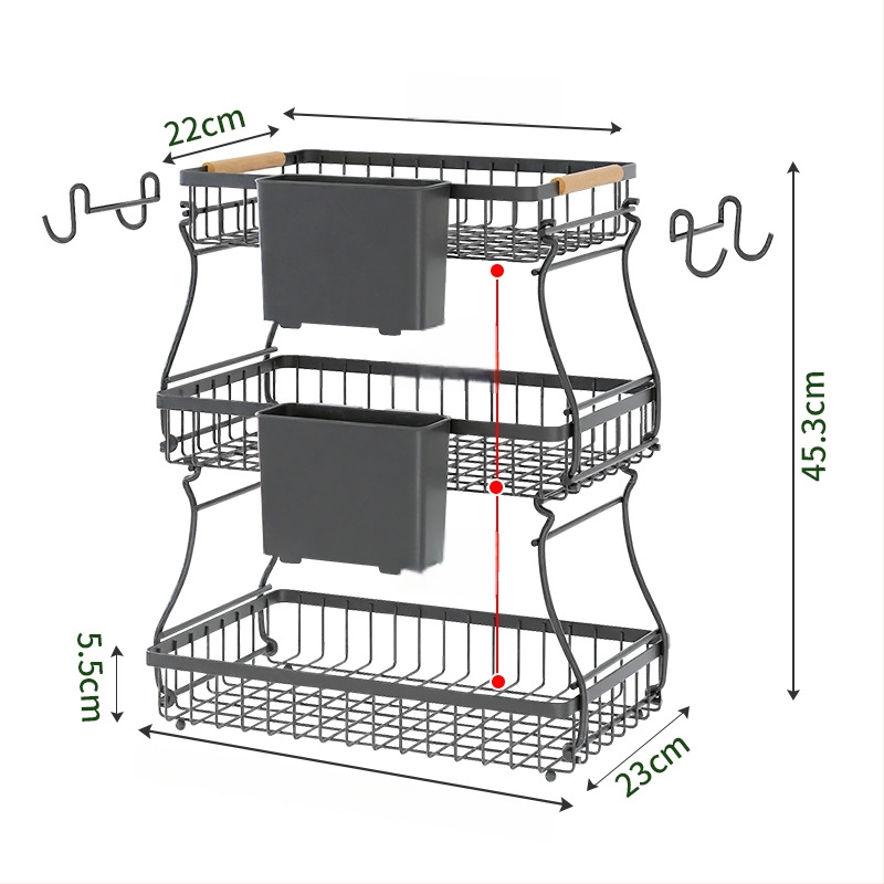 Vasból készült több rétegű gyümölcs- és snacktároló kosár leválasztható rekeszekkel, irodához, nappaliba és fürdőszobába