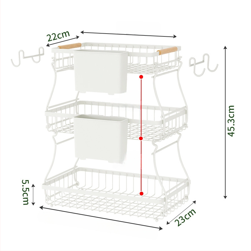 Vasból készült több rétegű gyümölcs- és snacktároló kosár leválasztható rekeszekkel, irodához, nappaliba és fürdőszobába