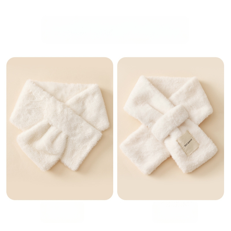 Vaikų šalikas iš dirbtinio triušio kailio, žiemai, kryžminis kaklo dizainas, palaiko šilumą.