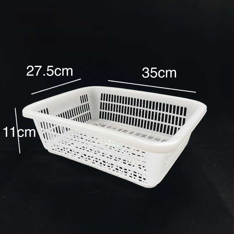 Műanyag tárolókosár négyzetes szitával és lefolyó funkcióval, modell 0361, PE anyag