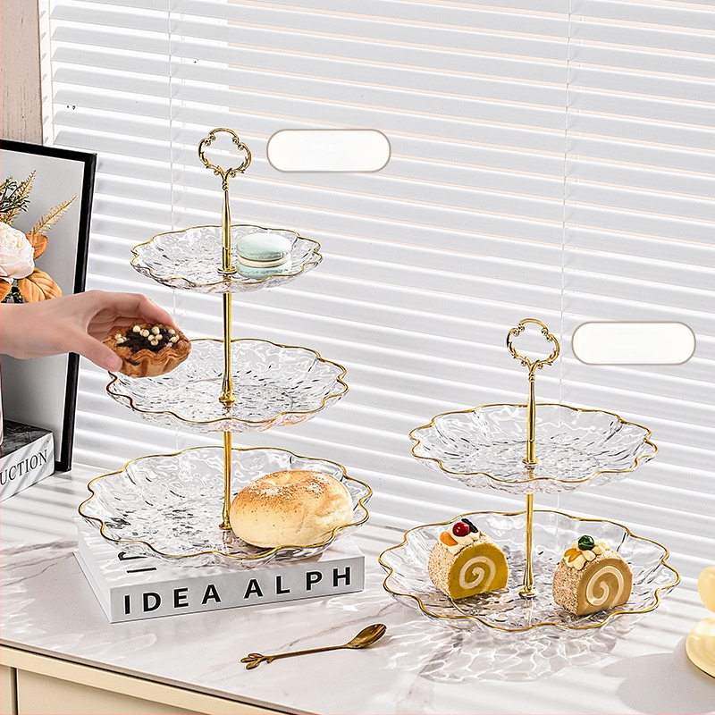 Plastikinė vaisių lėkštė su auksine kraštine, vandens bangų dizainas, šiaurietiško–Europos stilius