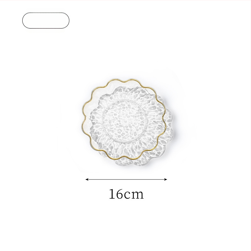 Plastikinė vaisių lėkštė su auksine kraštine, vandens bangų dizainas, šiaurietiško–Europos stilius