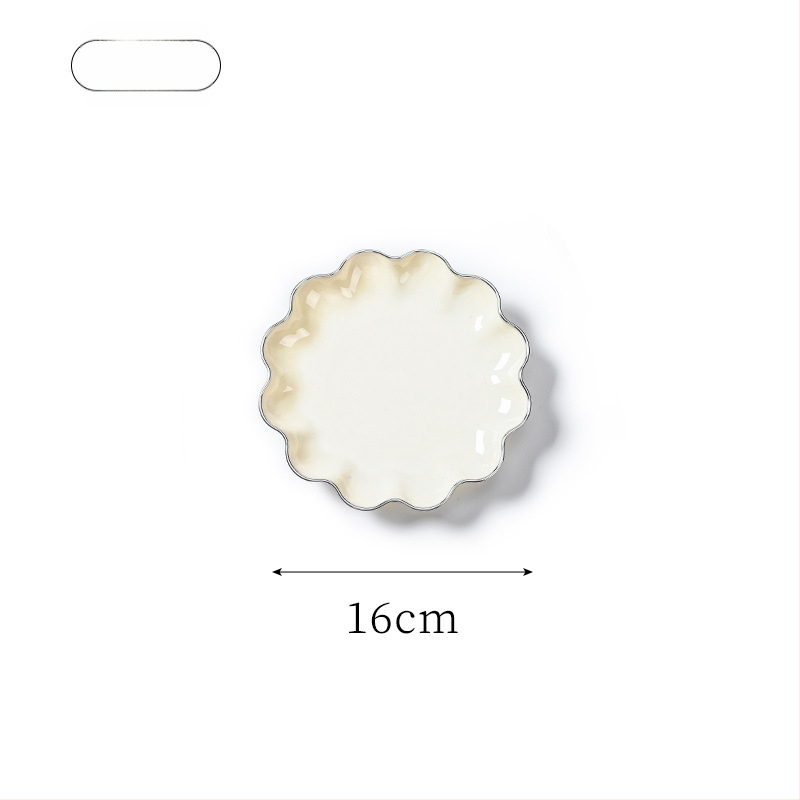 Plastikinė vaisių lėkštė su auksine kraštine, vandens bangų dizainas, šiaurietiško–Europos stilius