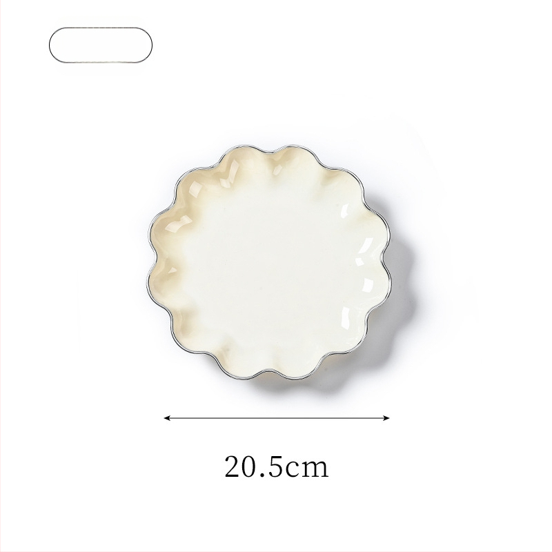 Plastikinė vaisių lėkštė su auksine kraštine, vandens bangų dizainas, šiaurietiško–Europos stilius