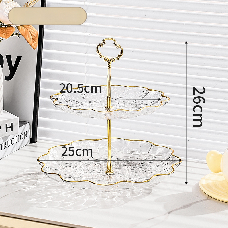 Plastikinė vaisių lėkštė su auksine kraštine, vandens bangų dizainas, šiaurietiško–Europos stilius