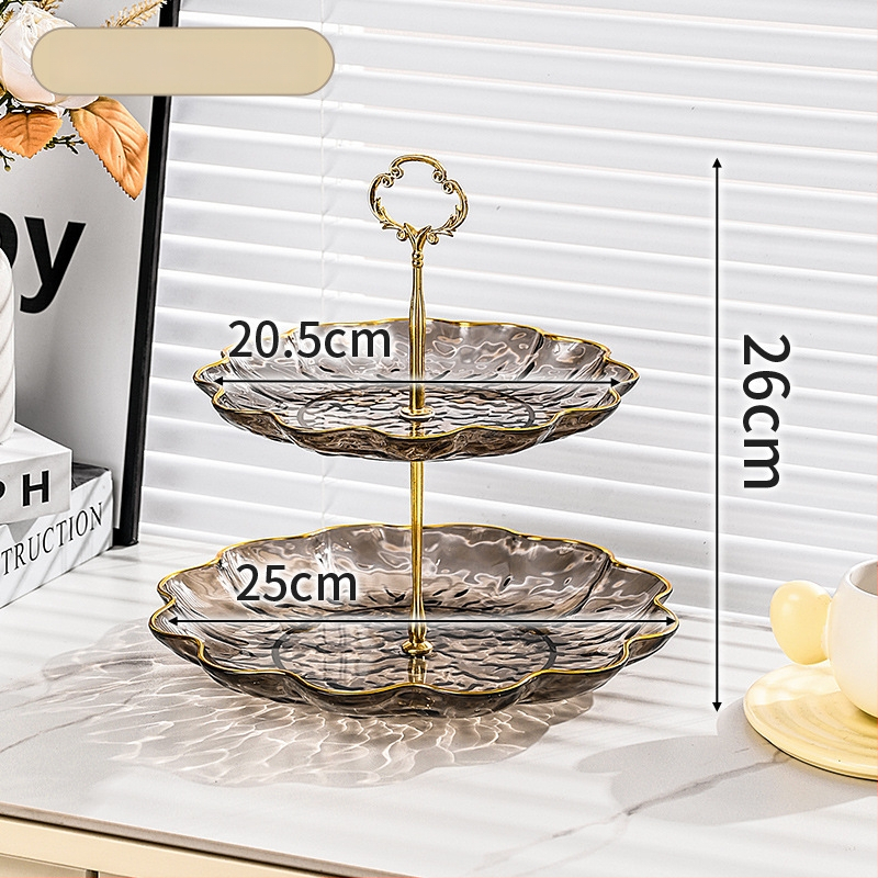 Plastikinė vaisių lėkštė su auksine kraštine, vandens bangų dizainas, šiaurietiško–Europos stilius