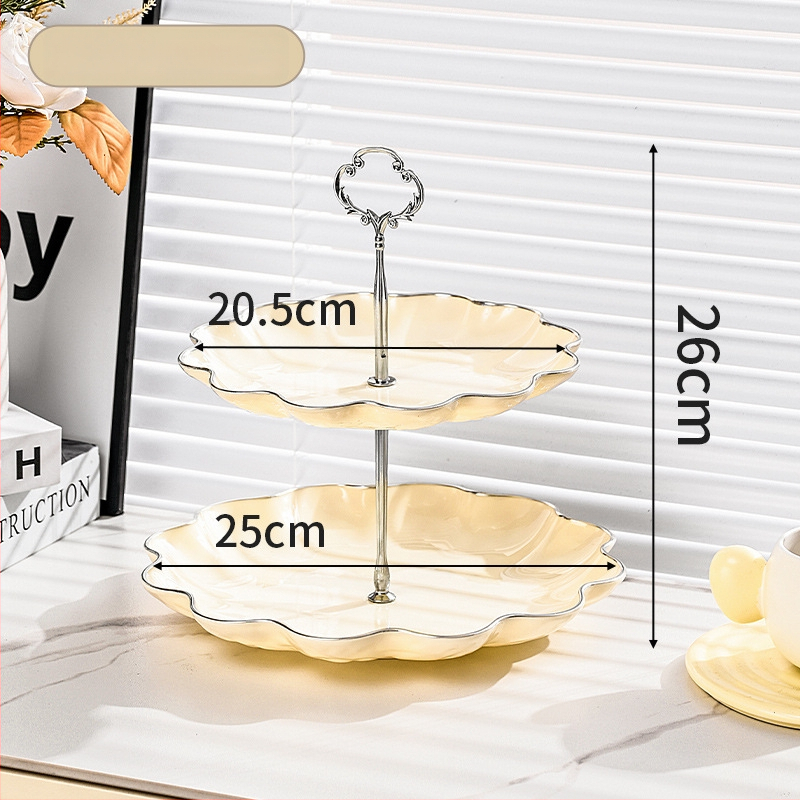 Plastikinė vaisių lėkštė su auksine kraštine, vandens bangų dizainas, šiaurietiško–Europos stilius