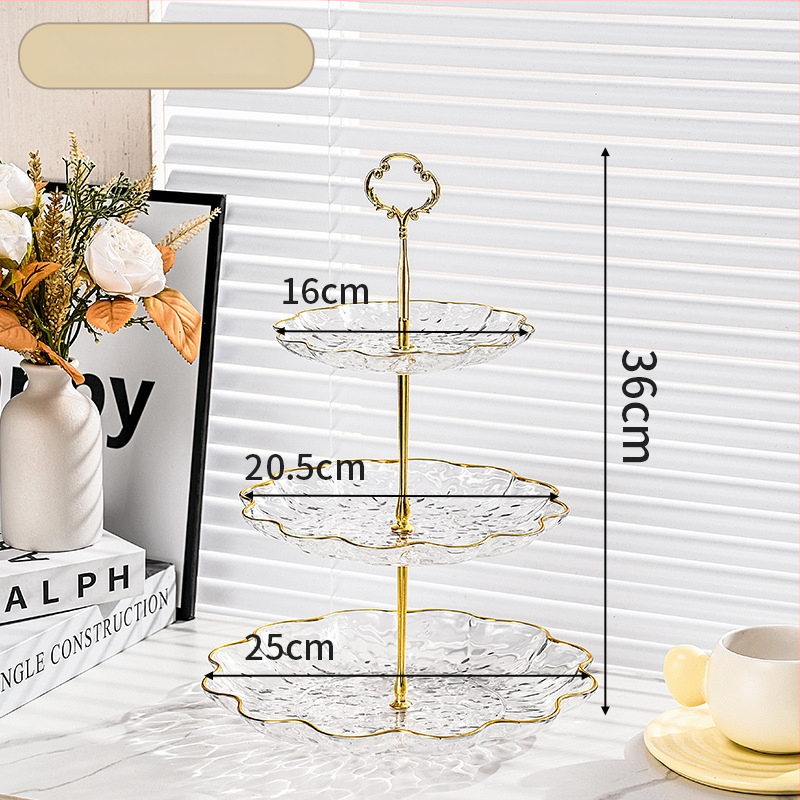 Plastikinė vaisių lėkštė su auksine kraštine, vandens bangų dizainas, šiaurietiško–Europos stilius