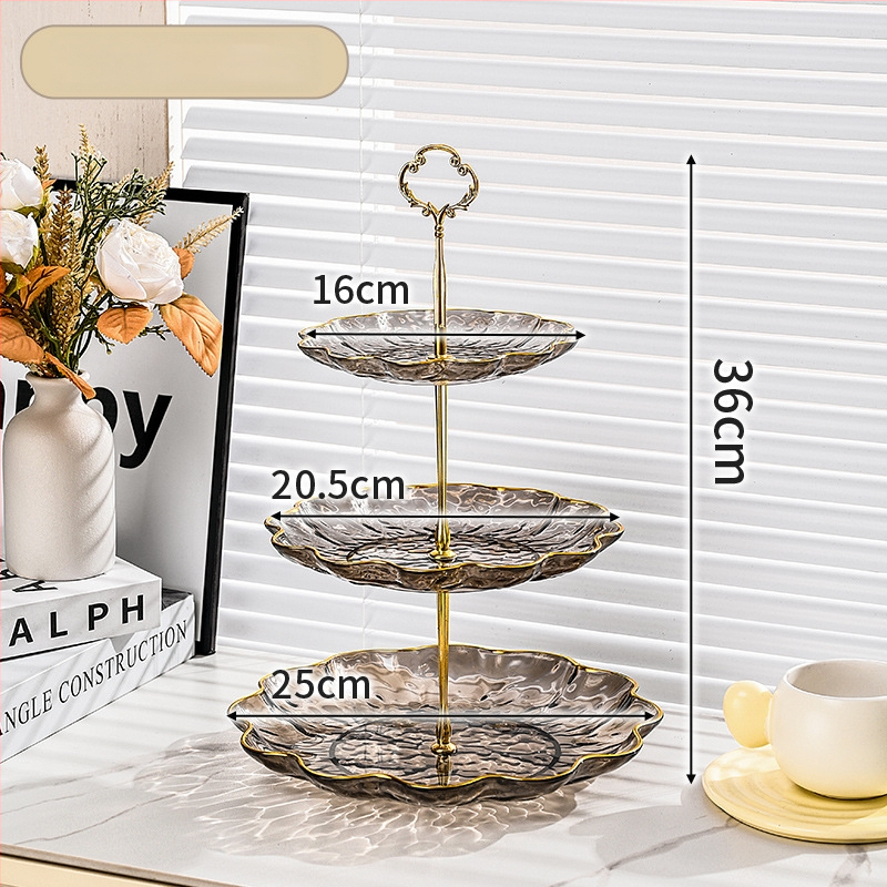 Plastikinė vaisių lėkštė su auksine kraštine, vandens bangų dizainas, šiaurietiško–Europos stilius