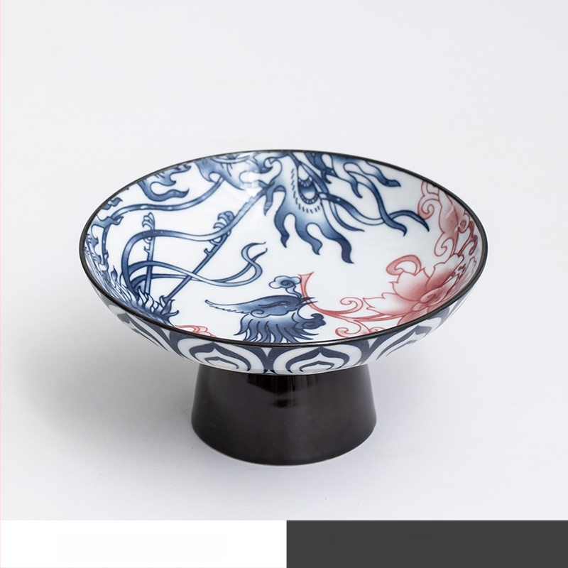 Porcelininė vaisių lėkštė su kojelėmis, retro stilius, pirmosios klasės kokybė