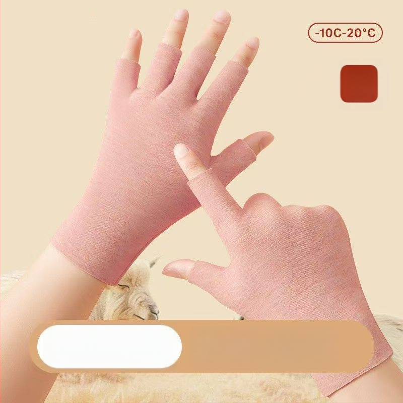 Paššildančios velūro puspirštinės unisex, šiltos mezginiai, su jutikliniu ekranu penkiems pirštams, vieno tono modelis, žiema-pavasaris-ruduo