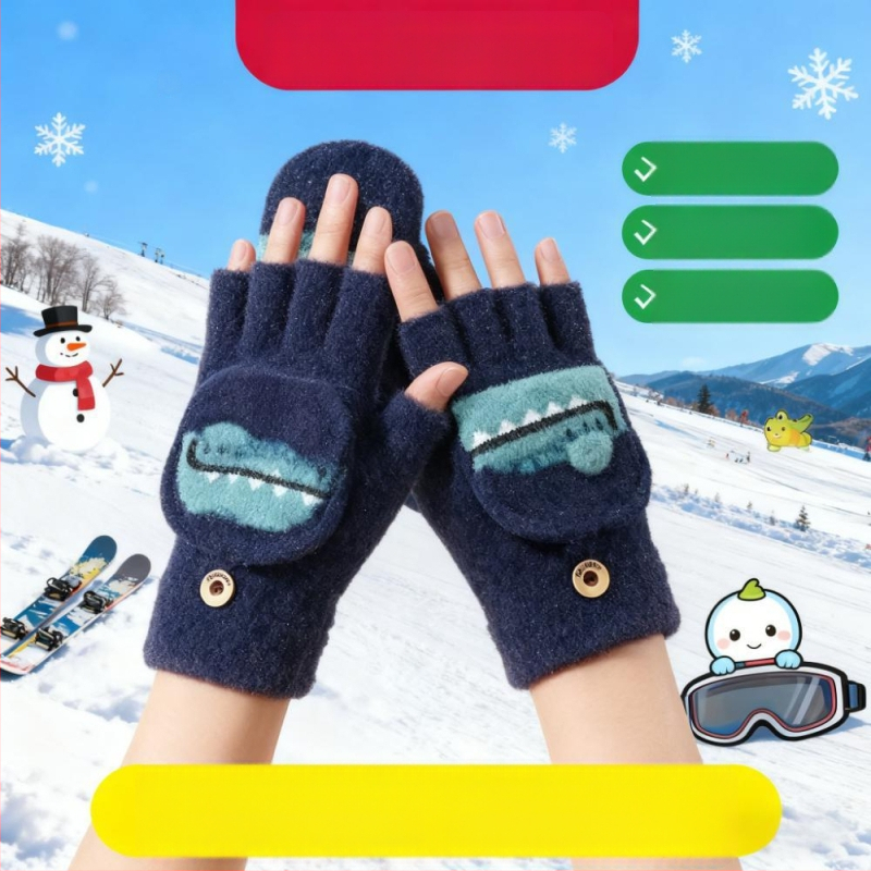 Vaikų pirštinės su flisiniu pamušalu, šiltos, vėjui ir vandeniui atsparios, rašymui ir dviračių važiavimui, unisex, 3–12 metų amžiaus