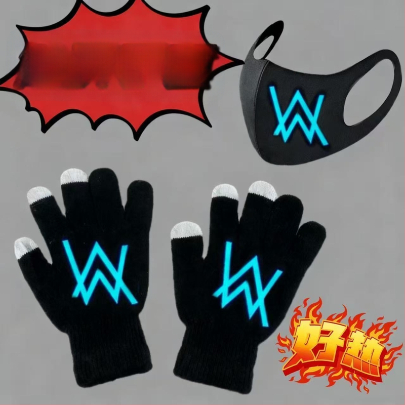 Vaikų dalinės pirštinės megztos su karikatūriniu piešiniu, šviesos efektu, išlaiko šilumą rudenį-žiemoje, tinka 13 metų amžiaus vaikams