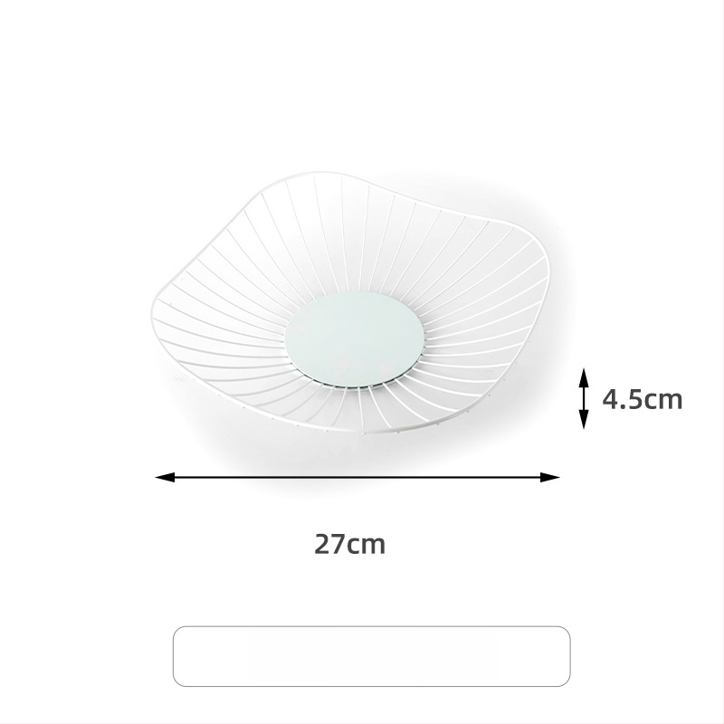 Vasból készült szabálytalan alakú gyümölcskosár konyhához és nappaliba, vízelvezető és tároló funkció, világos luxus retro stílus