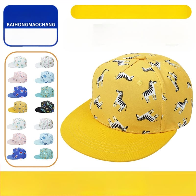 Medvilninė vaikiška beisbolo kepurė su plokščiu snapeliu, išsiuvinėtu geometriniu raštu, unisex, vaikams 4–8 metai