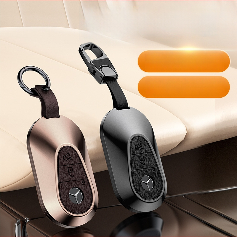 Carcasă pentru cheie Mercedes-Benz, aliaj de aluminiu, stil business, personalizabil; compatibilă cu cheile C200L/C260L, S400L/S450L, E300L.