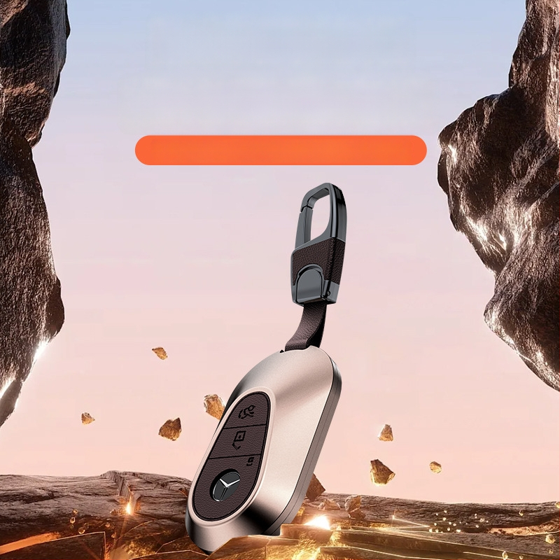 Carcasă pentru cheie Mercedes-Benz, aliaj de aluminiu, stil business, personalizabil; compatibilă cu cheile C200L/C260L, S400L/S450L, E300L.