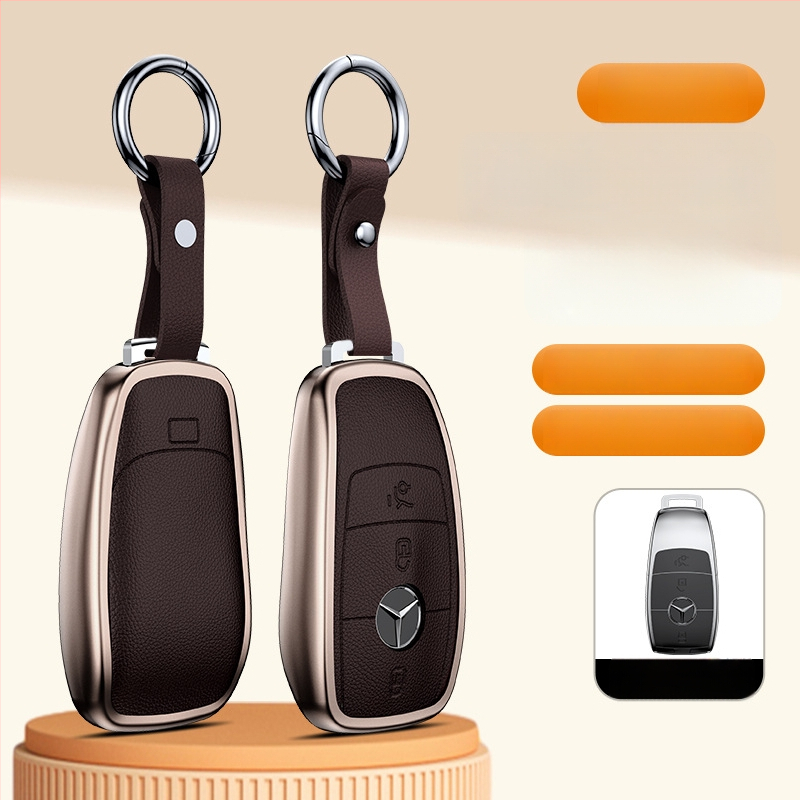 Carcasă pentru cheie Mercedes-Benz, aliaj de aluminiu, stil business, personalizabil; compatibilă cu cheile C200L/C260L, S400L/S450L, E300L.