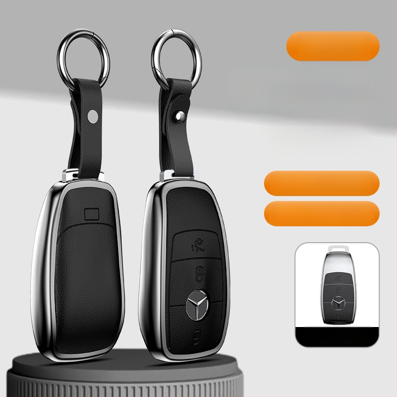 Carcasă pentru cheie Mercedes-Benz, aliaj de aluminiu, stil business, personalizabil; compatibilă cu cheile C200L/C260L, S400L/S450L, E300L.