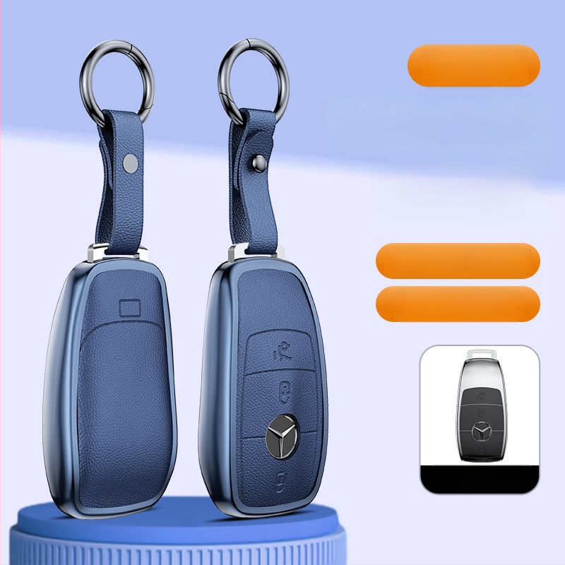 Carcasă pentru cheie Mercedes-Benz, aliaj de aluminiu, stil business, personalizabil; compatibilă cu cheile C200L/C260L, S400L/S450L, E300L.