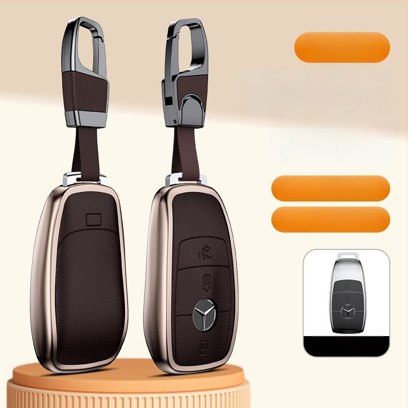 Carcasă pentru cheie Mercedes-Benz, aliaj de aluminiu, stil business, personalizabil; compatibilă cu cheile C200L/C260L, S400L/S450L, E300L.