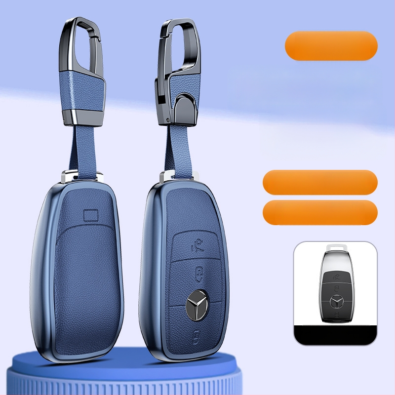 Carcasă pentru cheie Mercedes-Benz, aliaj de aluminiu, stil business, personalizabil; compatibilă cu cheile C200L/C260L, S400L/S450L, E300L.