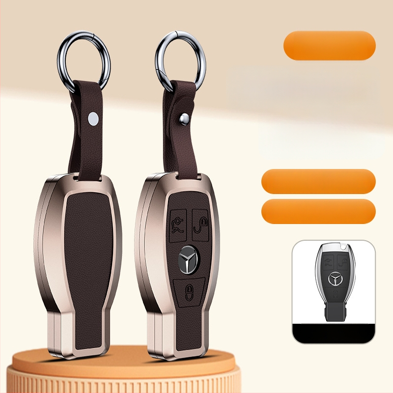 Carcasă pentru cheie Mercedes-Benz, aliaj de aluminiu, stil business, personalizabil; compatibilă cu cheile C200L/C260L, S400L/S450L, E300L.