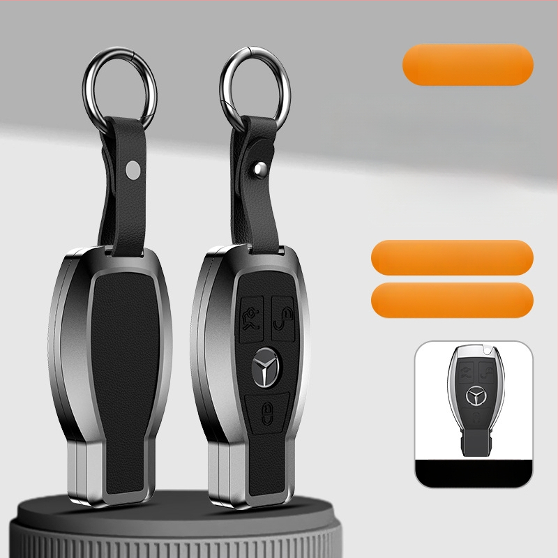 Carcasă pentru cheie Mercedes-Benz, aliaj de aluminiu, stil business, personalizabil; compatibilă cu cheile C200L/C260L, S400L/S450L, E300L.