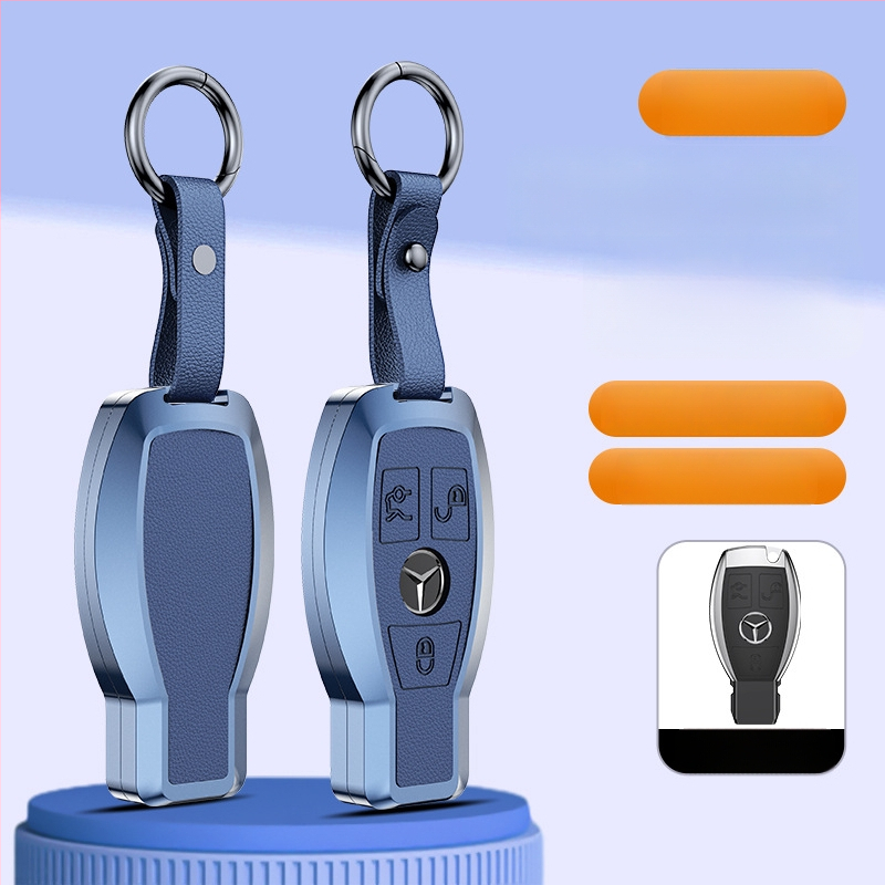 Carcasă pentru cheie Mercedes-Benz, aliaj de aluminiu, stil business, personalizabil; compatibilă cu cheile C200L/C260L, S400L/S450L, E300L.