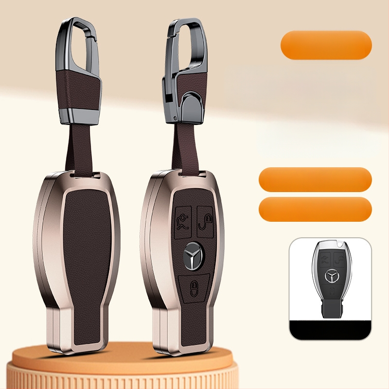 Carcasă pentru cheie Mercedes-Benz, aliaj de aluminiu, stil business, personalizabil; compatibilă cu cheile C200L/C260L, S400L/S450L, E300L.