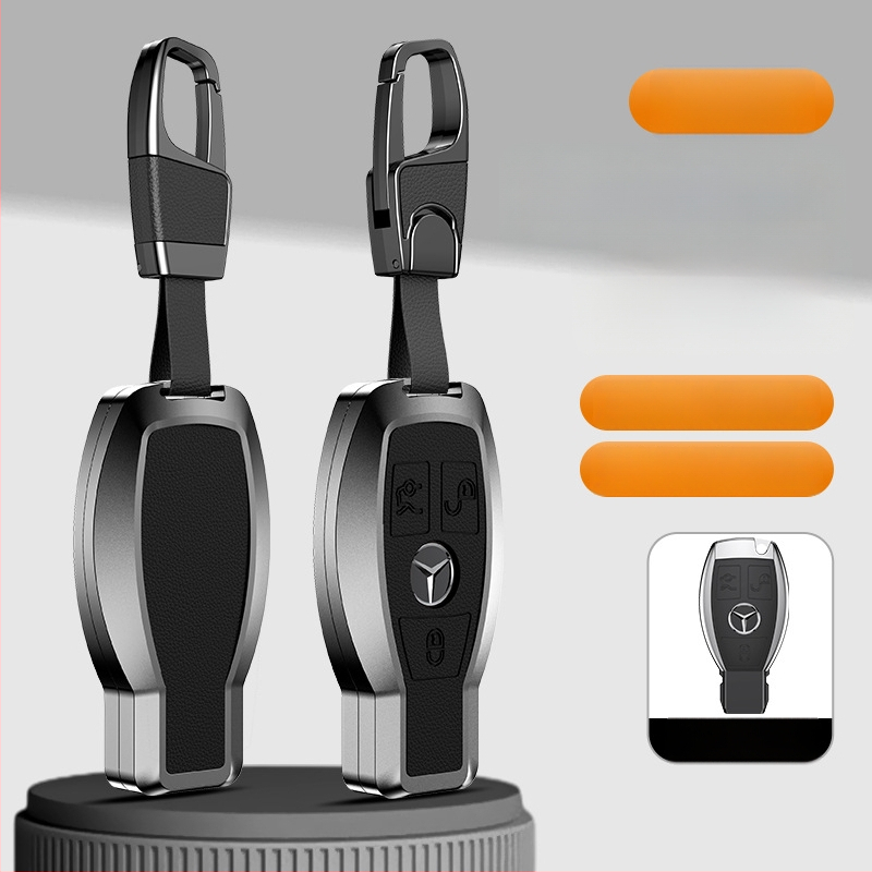 Carcasă pentru cheie Mercedes-Benz, aliaj de aluminiu, stil business, personalizabil; compatibilă cu cheile C200L/C260L, S400L/S450L, E300L.