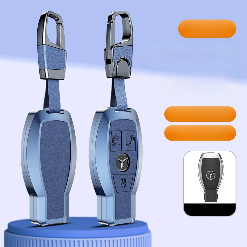 Carcasă pentru cheie Mercedes-Benz, aliaj de aluminiu, stil business, personalizabil; compatibilă cu cheile C200L/C260L, S400L/S450L, E300L.