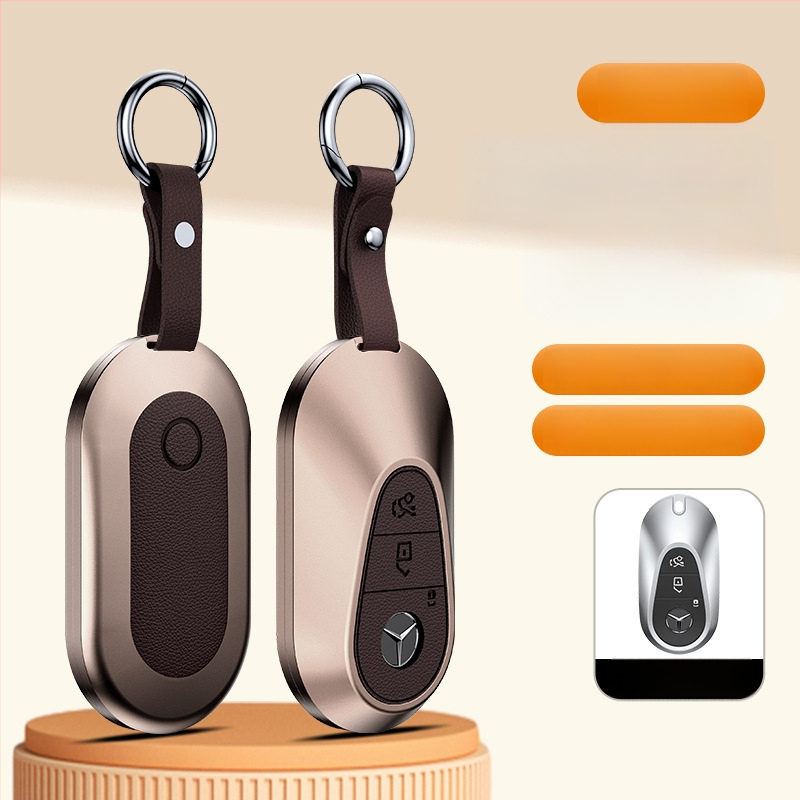 Carcasă pentru cheie Mercedes-Benz, aliaj de aluminiu, stil business, personalizabil; compatibilă cu cheile C200L/C260L, S400L/S450L, E300L.