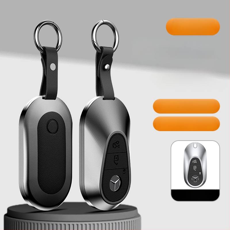 Carcasă pentru cheie Mercedes-Benz, aliaj de aluminiu, stil business, personalizabil; compatibilă cu cheile C200L/C260L, S400L/S450L, E300L.