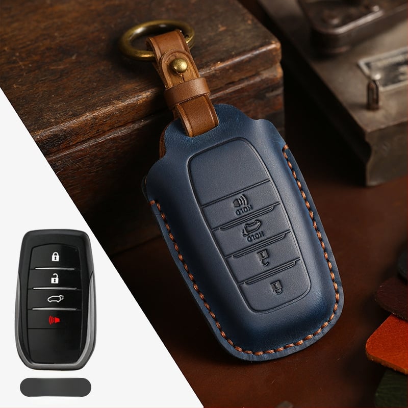 Tangsen husă cheie Toyota din piele de vită, stil retro, cu cataramă