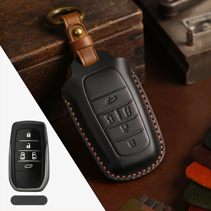 Tangsen husă cheie Toyota din piele de vită, stil retro, cu cataramă