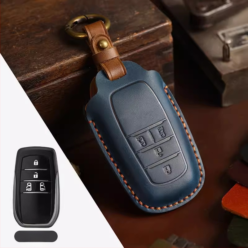 Tangsen husă cheie Toyota din piele de vită, stil retro, cu cataramă