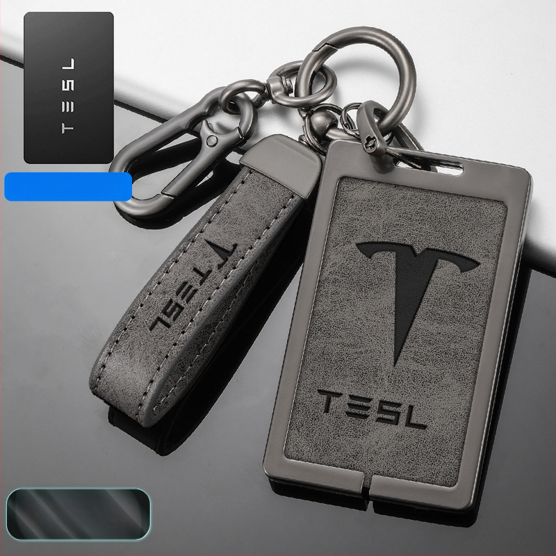 Husă pentru card cheie Tesla Model 3 - aliaj zinc + piele, stil simplu, personalizabil