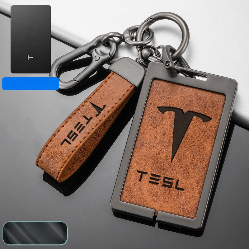 Husă pentru card cheie Tesla Model 3 - aliaj zinc + piele, stil simplu, personalizabil