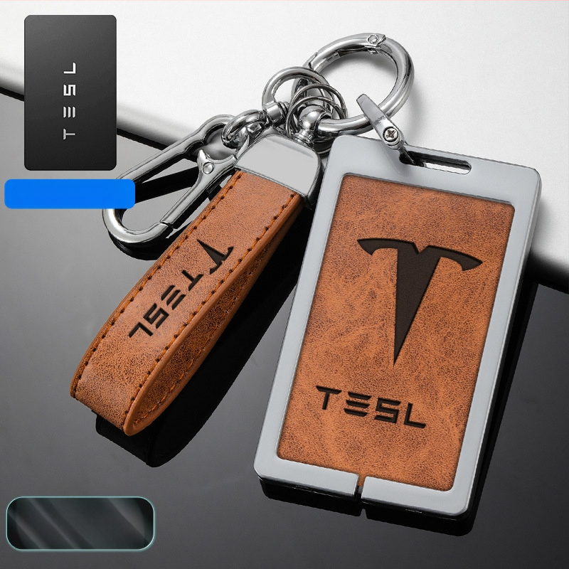Husă pentru card cheie Tesla Model 3 - aliaj zinc + piele, stil simplu, personalizabil
