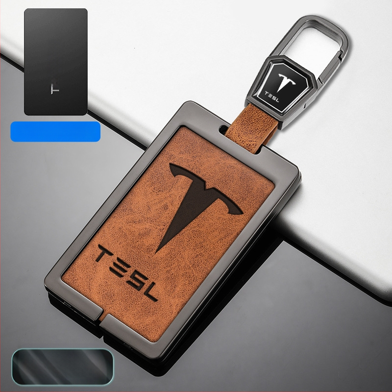 Husă pentru card cheie Tesla Model 3 - aliaj zinc + piele, stil simplu, personalizabil