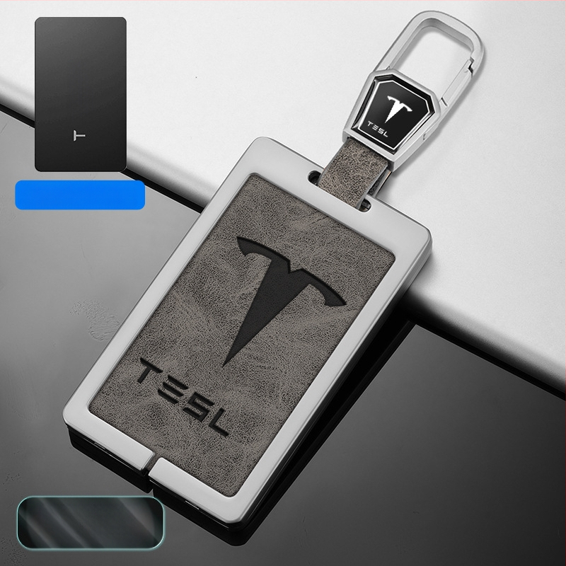 Husă pentru card cheie Tesla Model 3 - aliaj zinc + piele, stil simplu, personalizabil