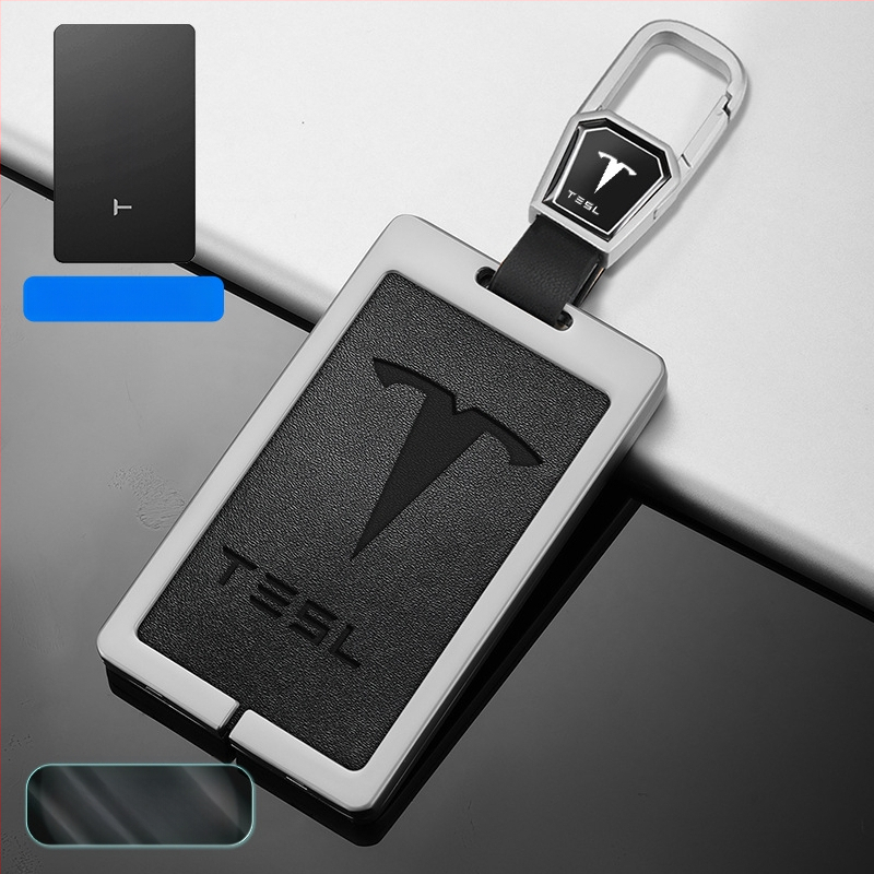 Husă pentru card cheie Tesla Model 3 - aliaj zinc + piele, stil simplu, personalizabil