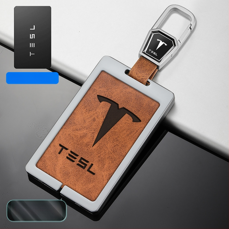 Husă pentru card cheie Tesla Model 3 - aliaj zinc + piele, stil simplu, personalizabil